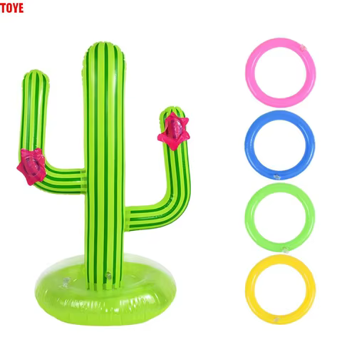 PVC Inflatable Cactus Ring Toss Game Floating Playing Interactive Inflatable Floating Toss Game Funny Swimming Ring