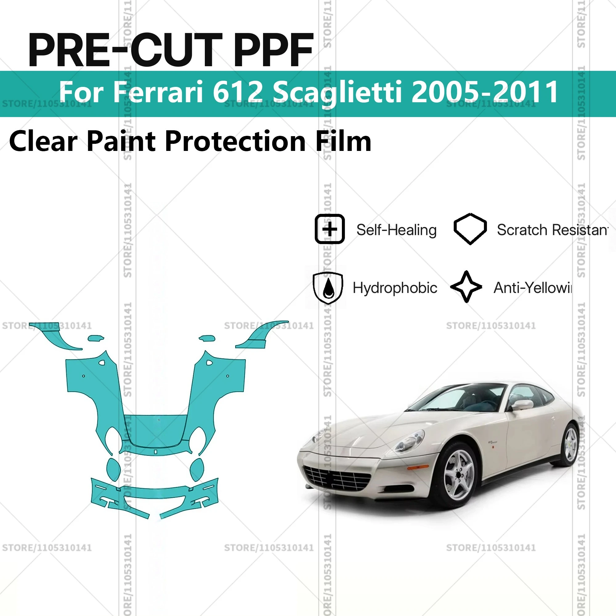 

Pre-Cut Paint Protection Film PPF Transparent Car Film Automotive PPF Front Kit For Ferrari 612 Scaglietti 2005-2011