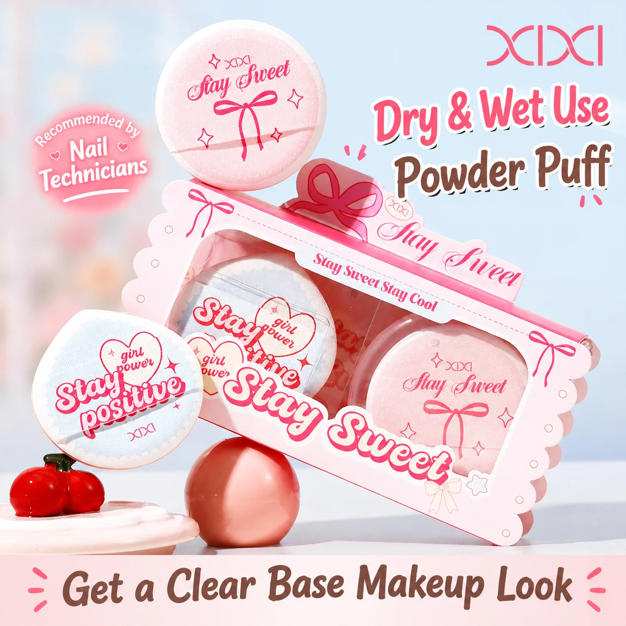 Air Cushion Puff 2 Pack Wet Dry Use Non Absorbent Round Teardrop Makeup Puff with Storage Case for Students Soft Flawless