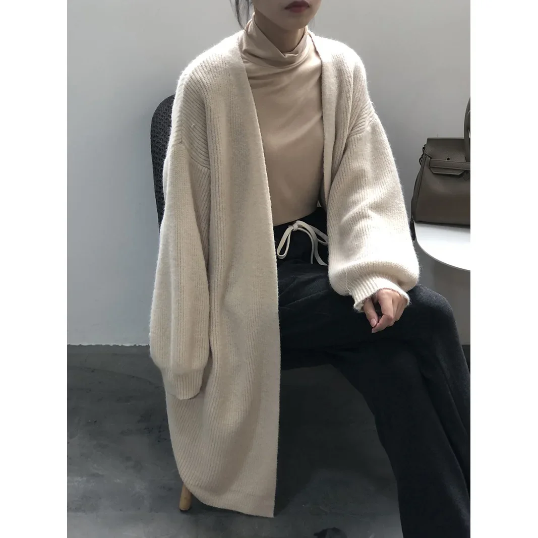 Knitted Casual Cardigan Coat Women 2024 Autumn and Winter New Korean Version of Loose Medium Long Comfortable Lazy Sweater