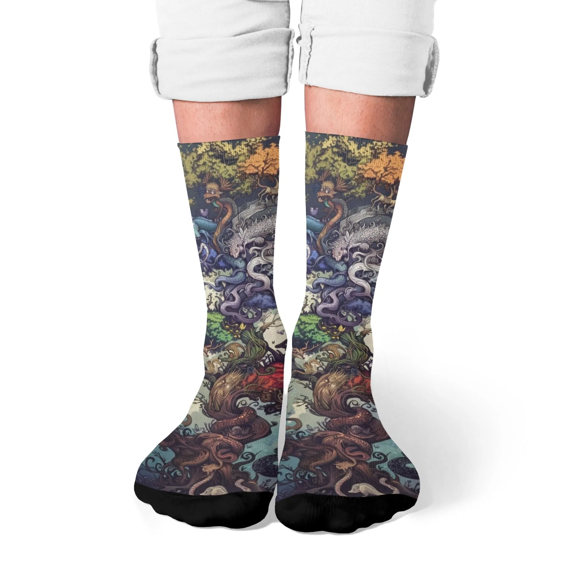 Baum des Lebens Herrensocken Neuheit Harajuku Retro Street Hip-Hop Crew Socken Bequeme atmungsaktive rutschfeste Socken Party Spaß Geschenk