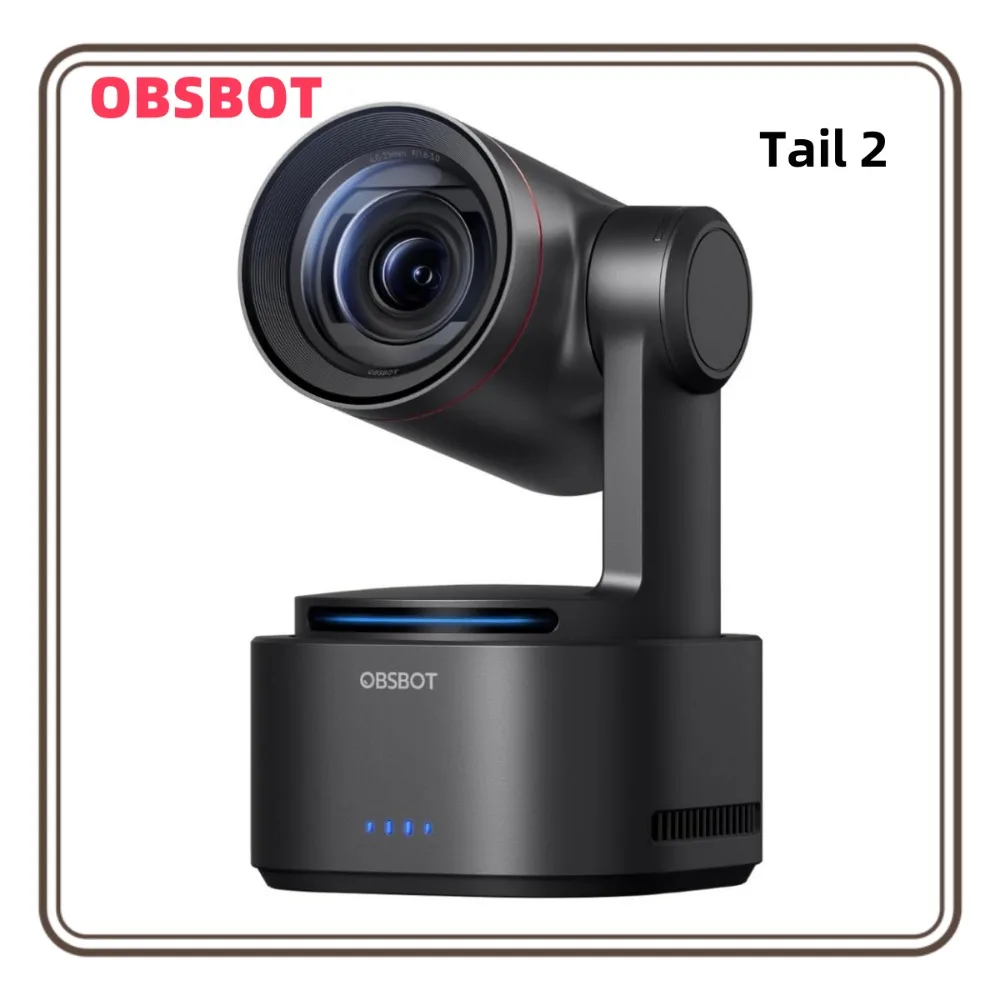 

OBSBOT Tail 2 PTZR NDI-камера 4K@60FPS с профессиональным ИИ-отслеживанием, 50 МП, 5-кратный оптический зум, 12-кратный гибридный зум, выходы SDI/HDMI/IP/USB 3.0