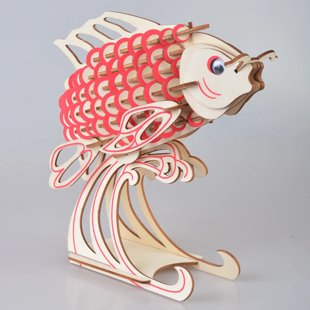 Puzzle poisson carpe en bois, bricolage de construction pour enfants, Kit de casse-tête éducatif, jeu d'apprentissage, cadeau, bricolage pour enfants