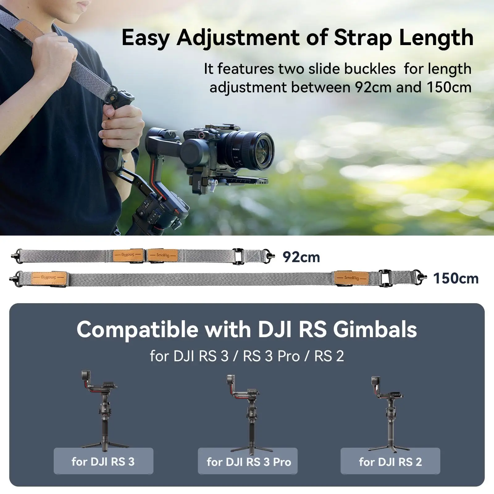 SmallRig RS3 RS2 Weight-Reducing Shoulder Strap Compatible wIth Sling Handle for DJI Gimbal Belt for DJI RS4/RS3 Pro/RS4Pro 4118