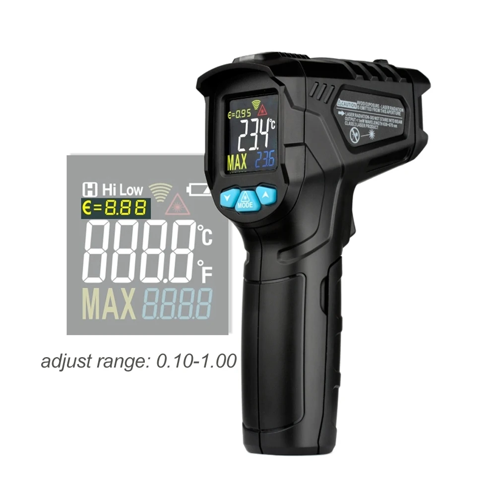 Digital Infrared Thermometer Protable Non-contact Thermometer Handheld Infrared Thermometer Gun 0.1-1.00 Reflectivity Adjustable