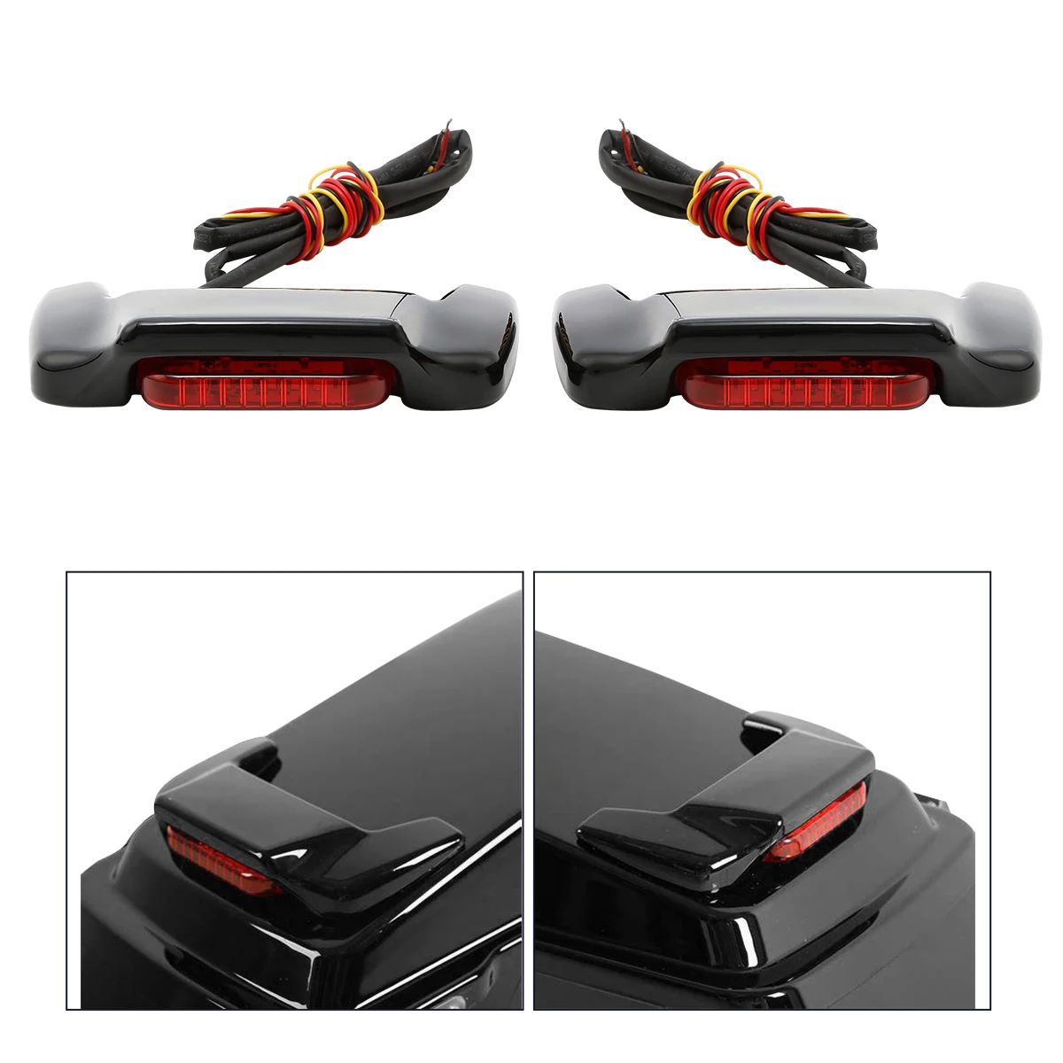 

Motorcycle LED Light Kit Hard Saddlebag Lid Spoiler For Harley Touring Electra Street Road Glide Road King 1993-2013 2014-2024