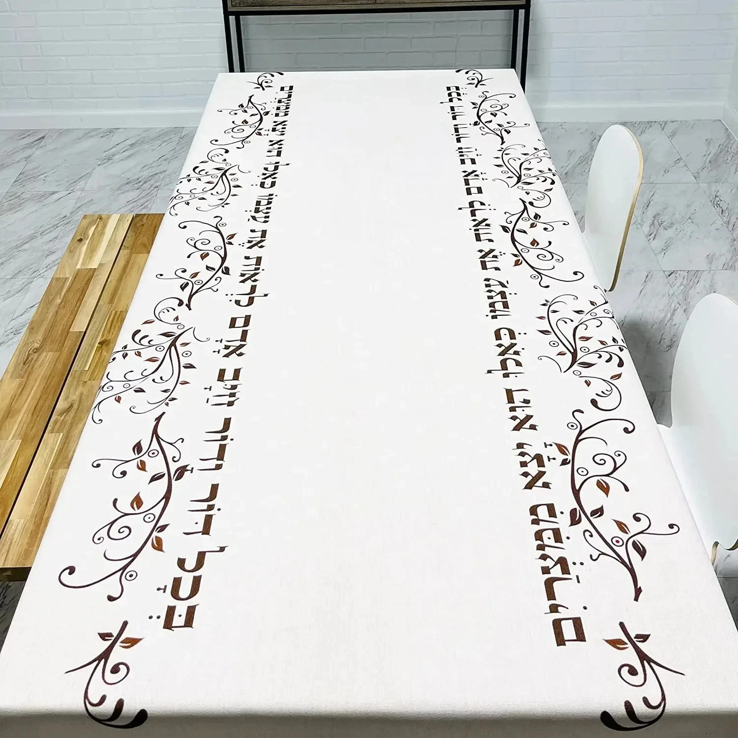 Happy Passover Waterproof Tablecloth for Table Decor Pesach Seder Jewish Hebrew Rectangle Dining Table Cloth Passover Decoration