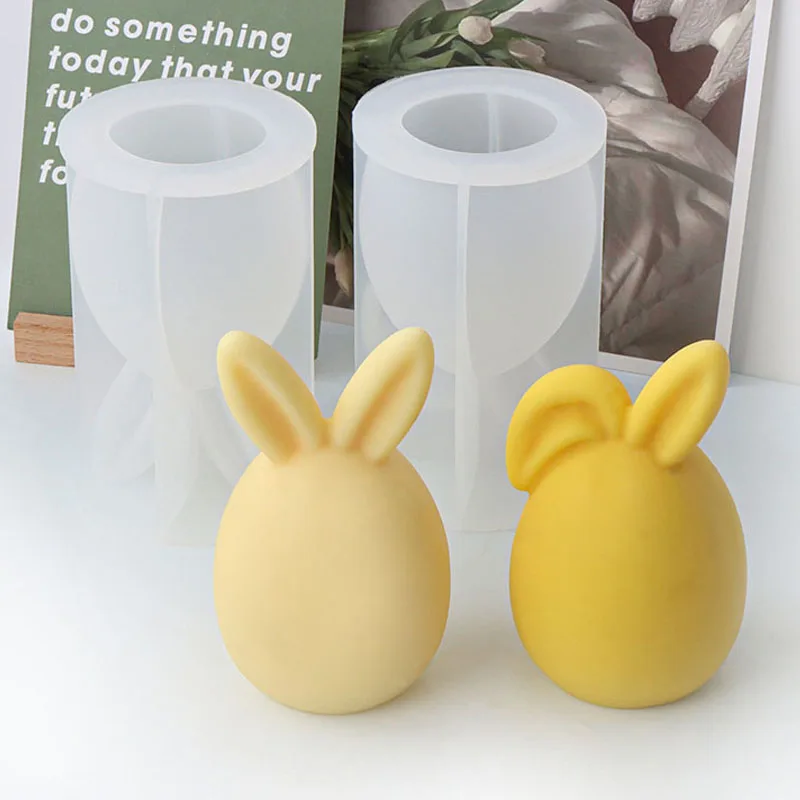 Kaninchen Ohr Ei Silikon Form Gesichtslosen Hase Gips Kerze Form Epoxidharz Casting Formen DIY Schokolade Backen Werkzeug Ostern Dekor