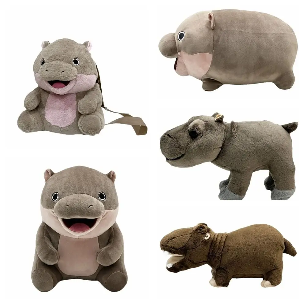 The Bouncy Pig Moo Deng Plush Toys Sitting Posture Cute Pygmy Hippopotamus Pillow Stuffed Cartoon Angry Baby Hippo Doll