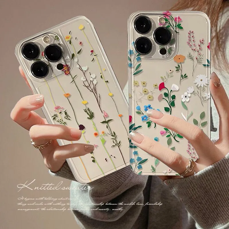 INS Korean Leaves Flower Case dla Motorola Moto G22 G30 G52 G32 G53 G73 G72 G71 G60S G9 Play Plus EDGE 40 PRO Clear Soft Cover
