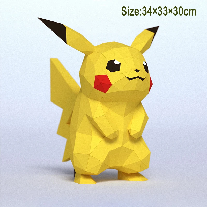 MINISO Pokemon Pikachu 3D Paper Model Papercraft DIY Origami Handmade Toy Low Poly Sculpture Anime Figures Home Room Desk Decor