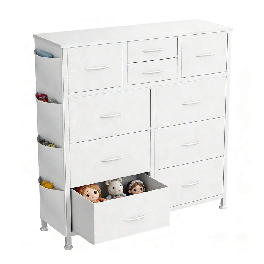 10 Drawer Dresser,Fabric Storage Organizer, Dresser Tower With Side Bags, Suitable For Home And Office Use