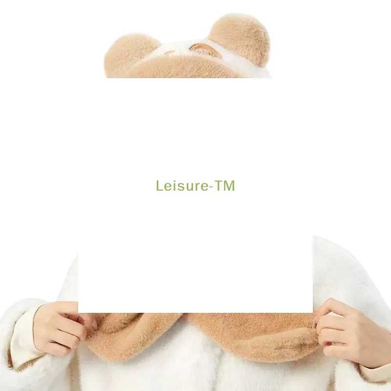 

New Bear Ear Design Plush Pullover Hat For Women Cute Windproof Warm Knitted Beanie With Ear Protection Fashion Winter Cap