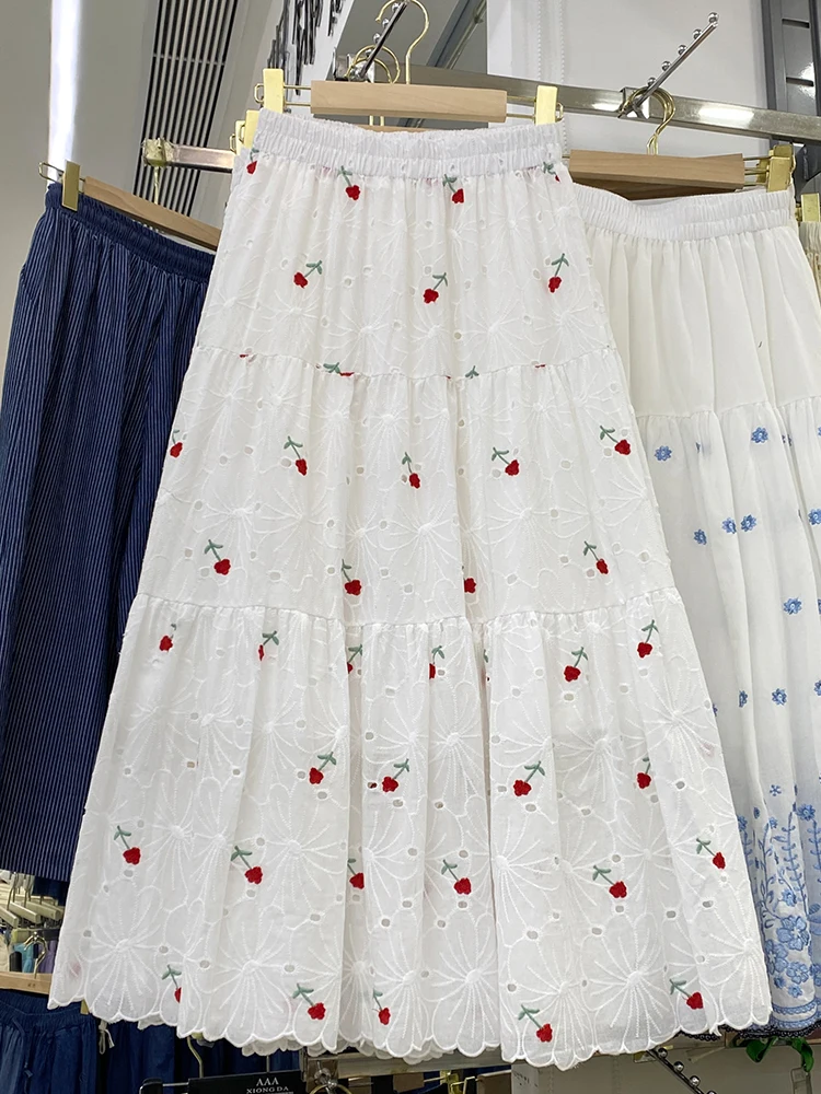 

Юбка трапециевидной формы с цветочной вышивкой Sweet Sle, повседневная лоскутная юбка со средней талией для молодых женщин, летний сезон