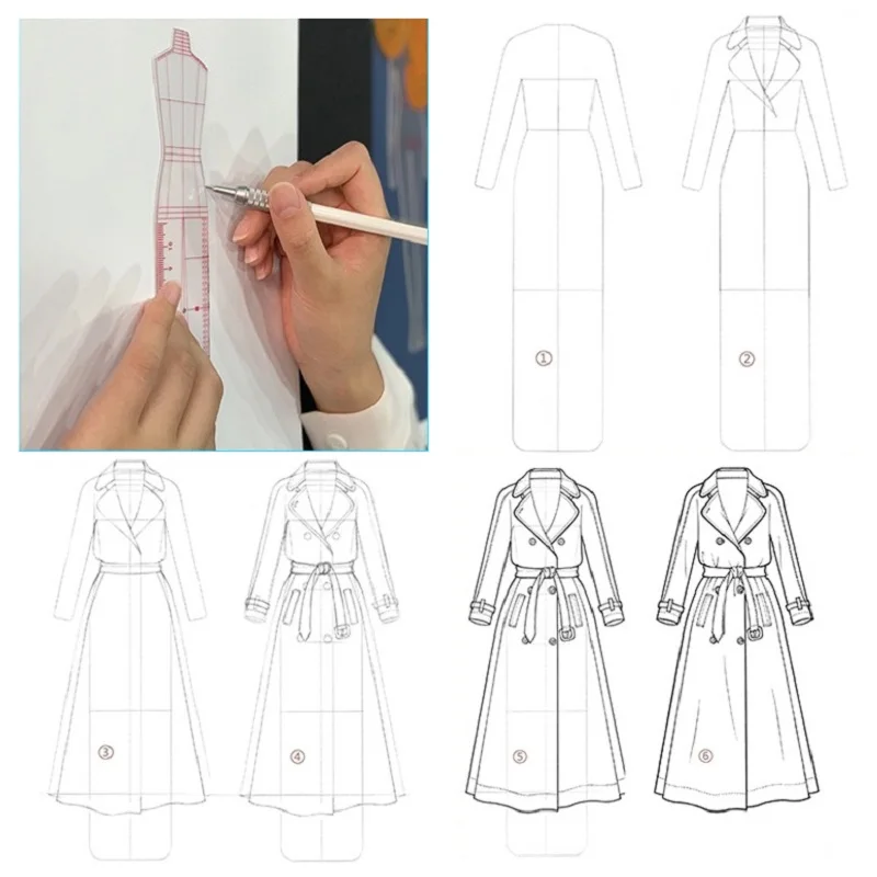 Clothing Design Style Drawing Template Ruler Model Fashion Ruler School Aesthetic Sewing Patchwork Rulers Excellent Cool Lines