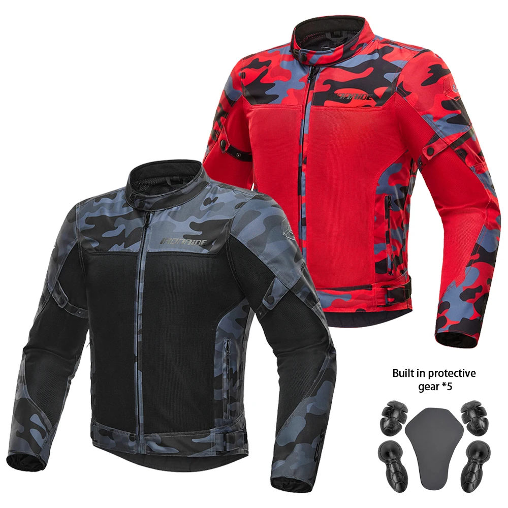 

Motorcycle Jacket Man Summer Breathable Mesh Motocross Outdoor Riding Protective Clothing Windproof With 5PCS Protective Gear