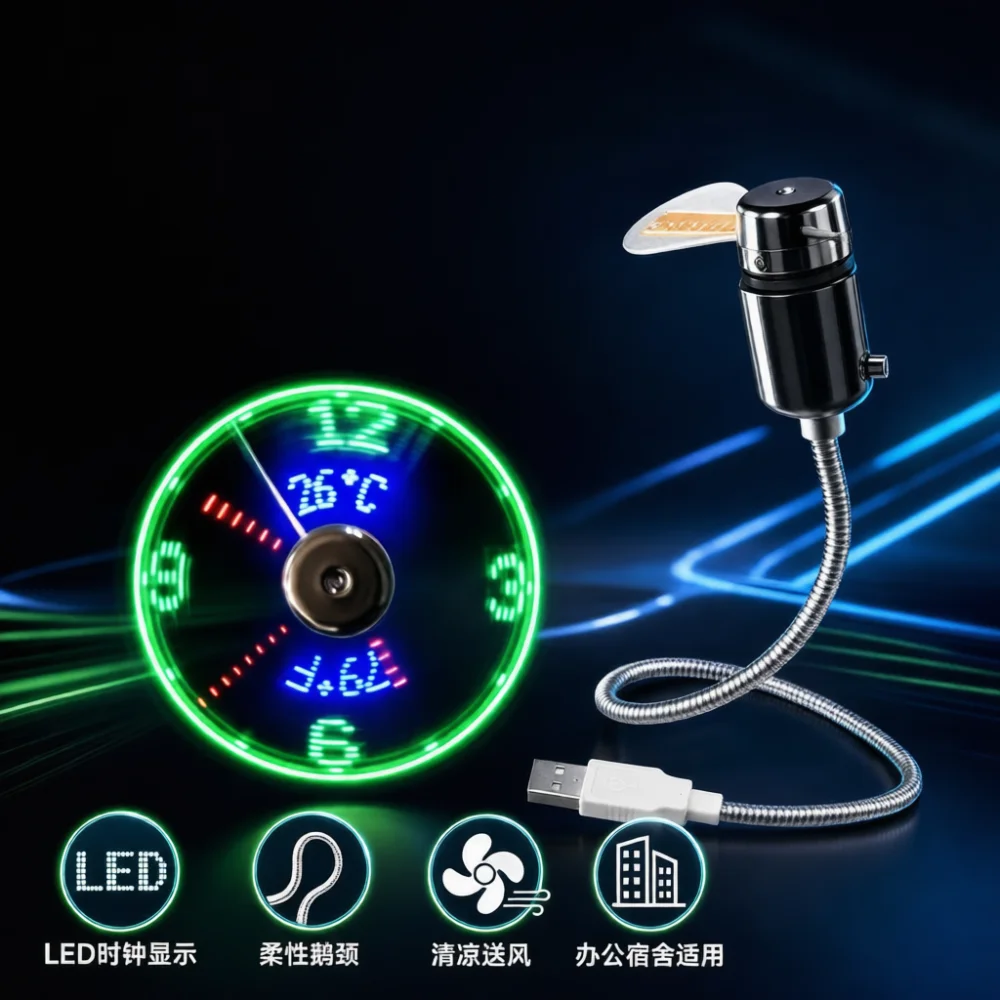 Programmable USB LED Display Fan Portable Personalized Message Cooling Gadget Office Desk Accessory Creative Gift Tool