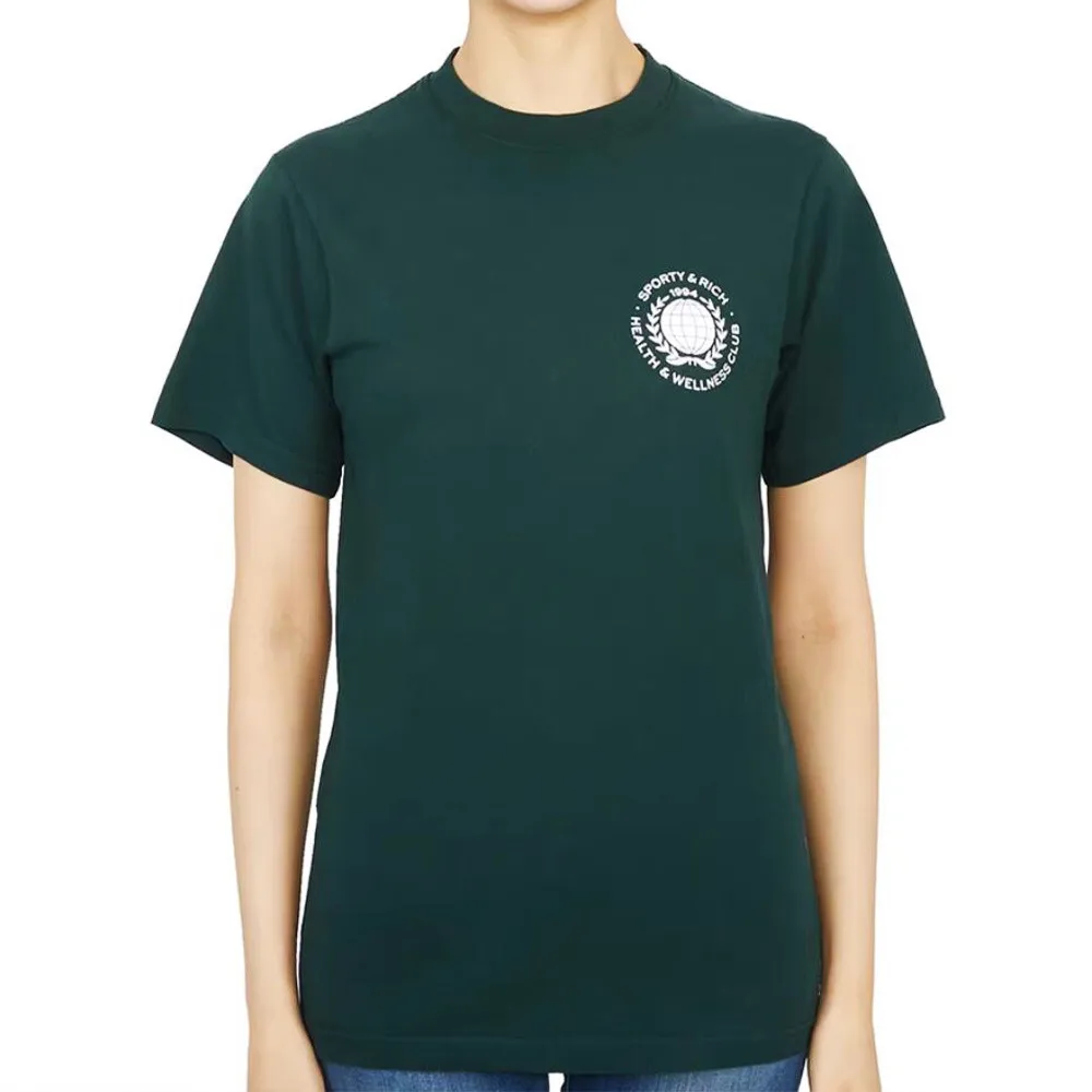 Health and Wellness Club Letters Printing Dark Green T Shirts Female Loose Cotton Short Sleeve Tees Crewneck Casual 90's T Shirt