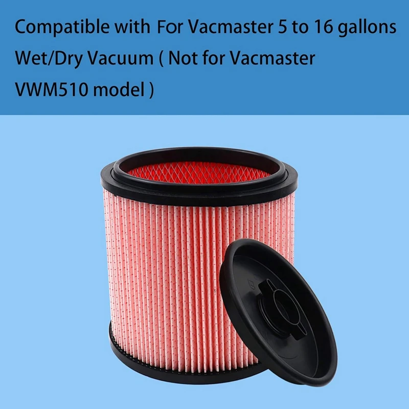 2Pcs HEPA Filter For Vacmaster Fine Dust Cartridge Filter & Retainer 5 To 20 Gallon Wet/Dry Vacs, VCFF