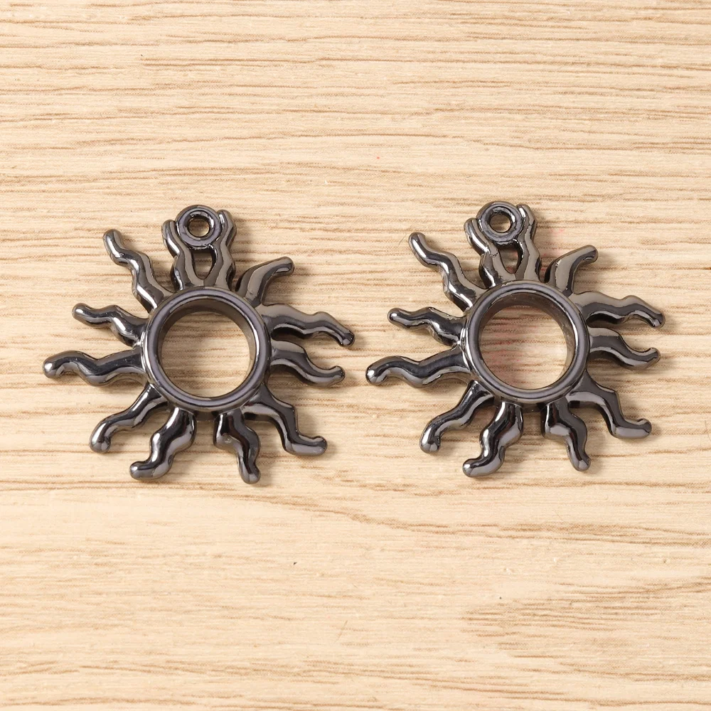 Tusember 5 Stück Hip-Hop Gun Black Sonne Mond Stern Herz Anhänger für Halsketten, Ohrringe, Armbänder, Schmuckherstellung, Bastelzubehör – Detail 16