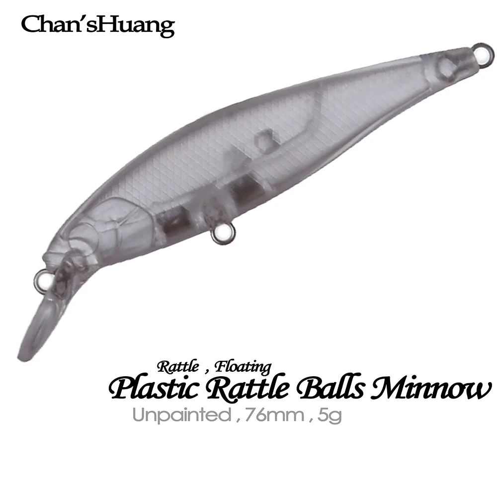 

Chan’sHuang 30PCS Unpainted Blanks Fishing Lure 7.6cm 5g Floating Minnow Plastic Rattle Balls DIY Handmade Artificial Bait