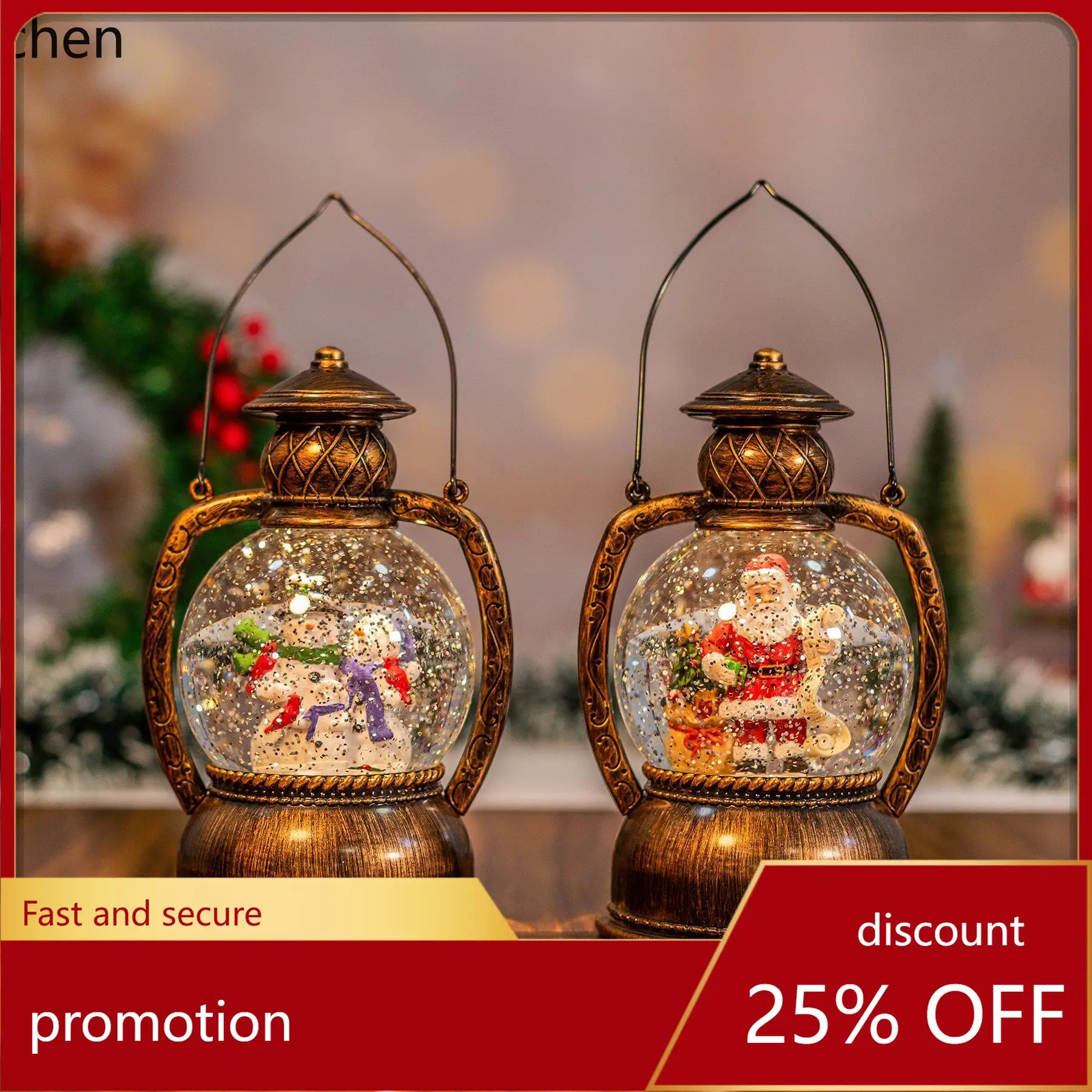 

ZML Luminous Crystal Ball Christmas Creative Gift Santa Claus Snowman Interior Scene Holiday Decoration