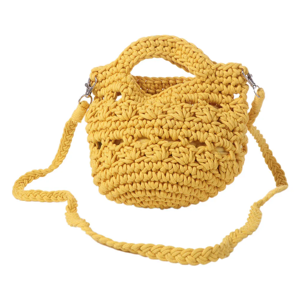 

Fashion Summer Weaving Beach Bag Korean Style Knitting Crochet Shoulder Bag Solid Color Vacation Women's Handbags Ladies/Girls