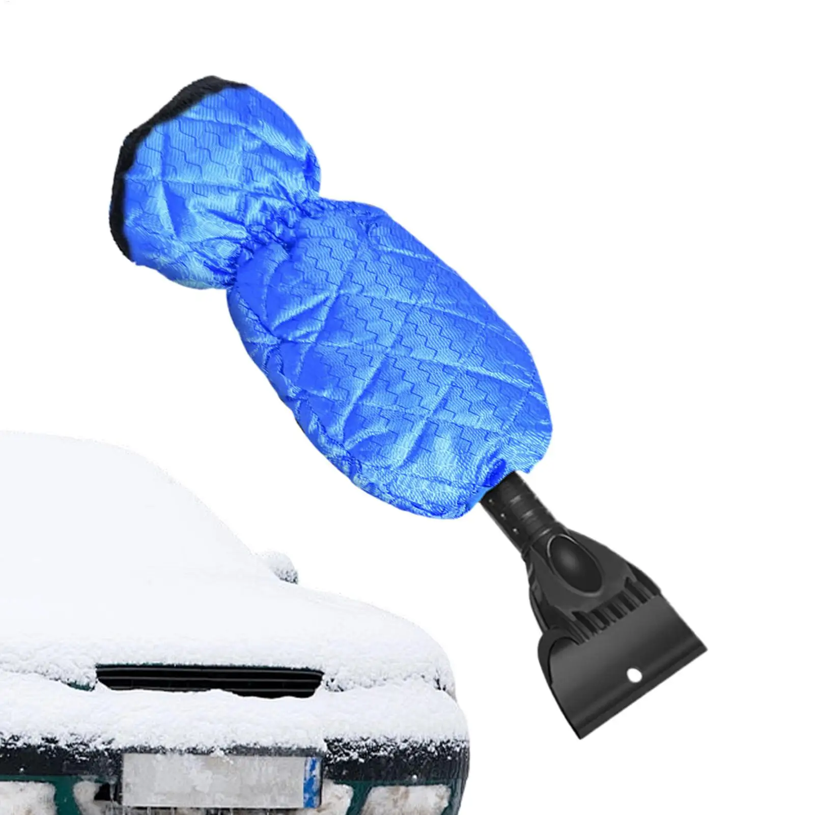 

Скребок для льда для автомобиля, телескопический инструмент для снега, эргономичный скребок для окон автомобиля с флисовой перчаткой для удаления мороз, автомобильный