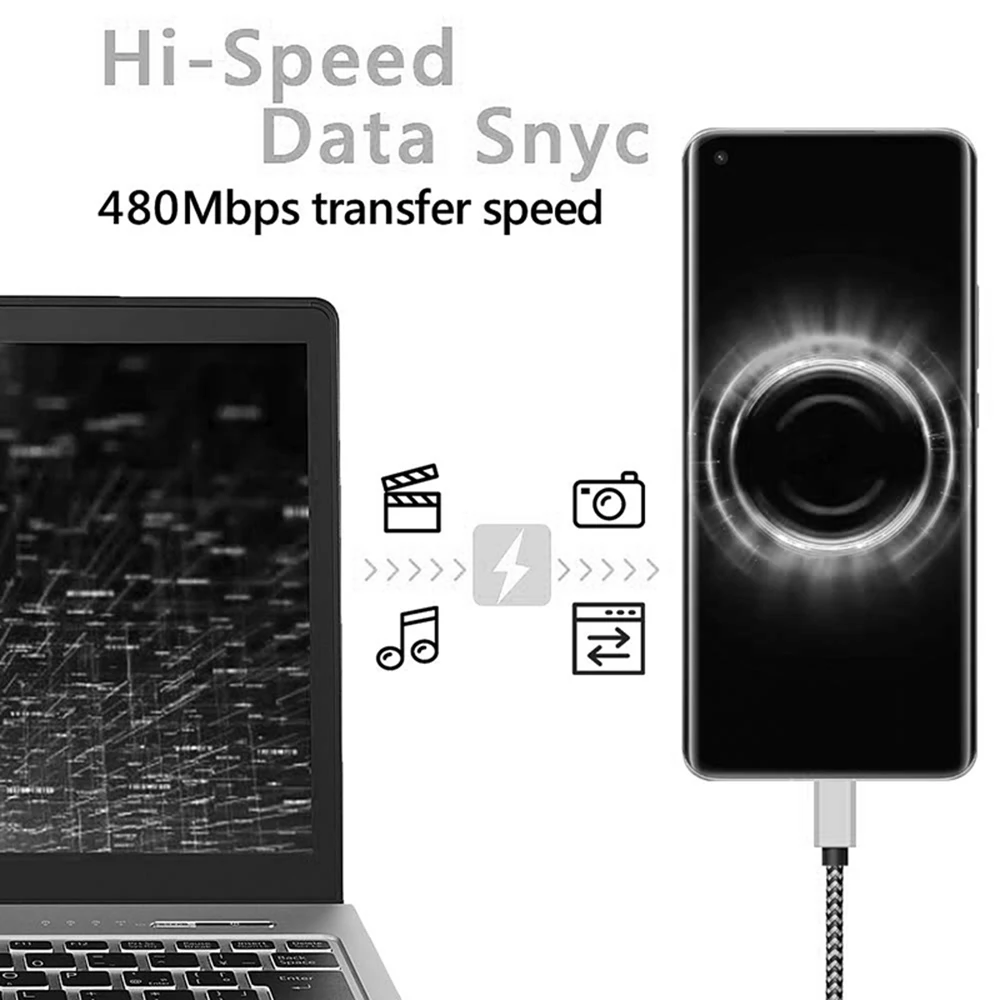 كابل USB A إلى النوع C خط الهاتف المحمول 2.4A شحن سريع من النايلون بيانات ميركو من النوع C سلك شاحن لهاتف Xiaomi 12 Samsung S22 Redmi #6