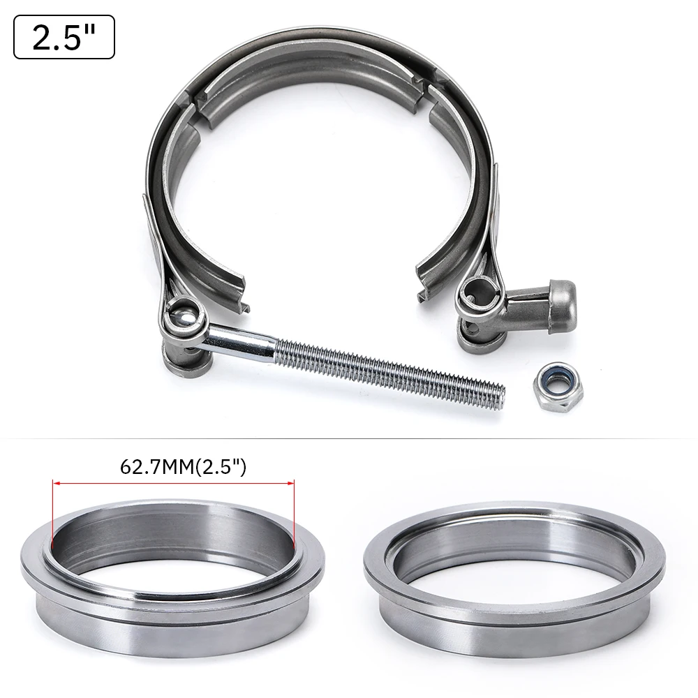 Abrazadera De Escape Tipo V En Acero Inoxidable De 64 Mm (2.5 Pulgadas) Con Bridas Completas Para Turbo