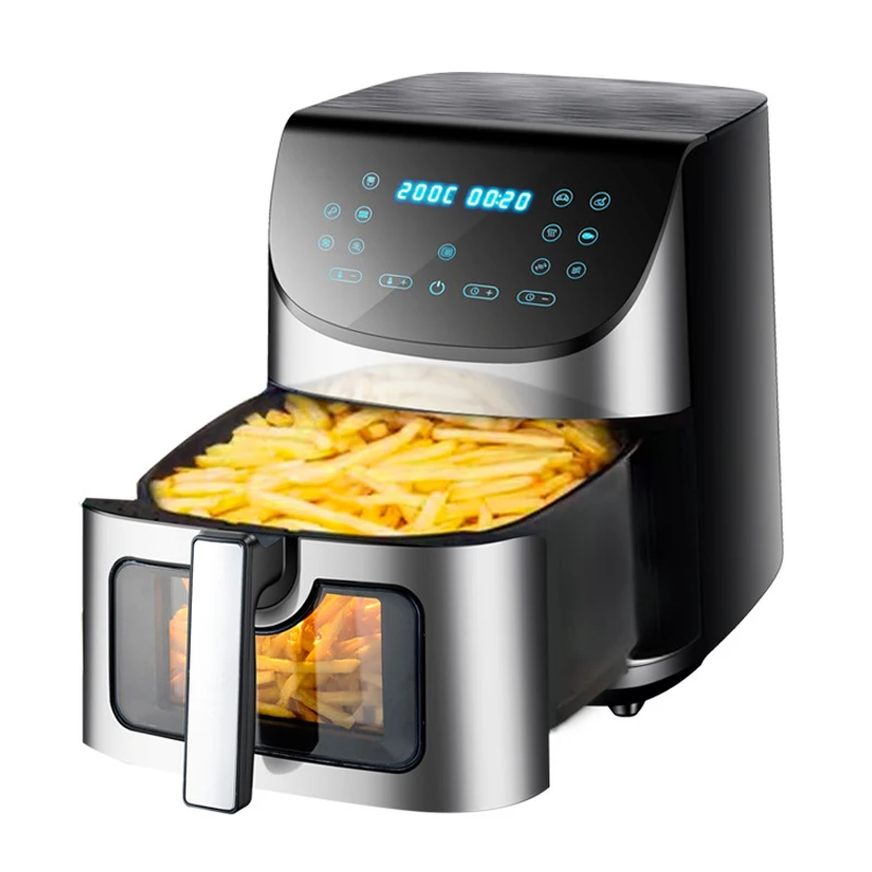 8L Deep Hot Selling Chips Frier Nonstick With Timing Visible Window Smart Digital Electric Air Fryer