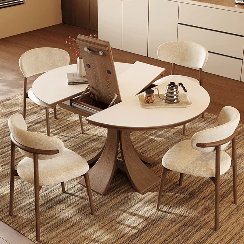 Slate dining table retractable household small apartment folding long table solid wood dining table