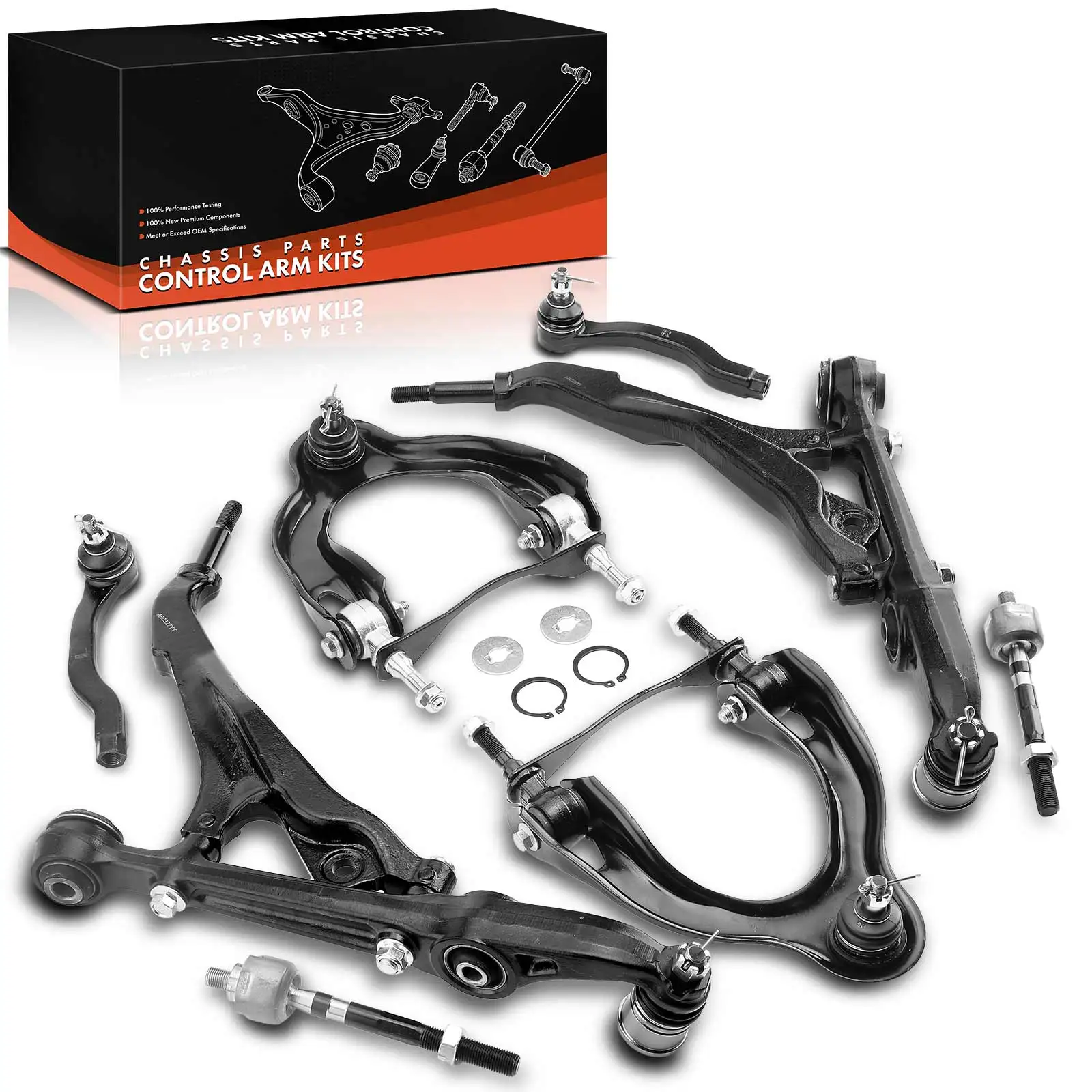 Frankberg 8-delige draagarmset voor de voorwielophanging, binnenkant, voor Honda Civic V Coupe EJ (1993–1996), onderdeelnummers K80327, 51360ST7010 en 53540SH3003.