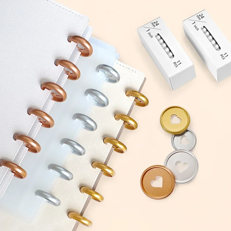 11pcs 24/28/32mm Love Loose-leaf Mushroom Hole Binding Buckle Notepad Loose-leaf Photo Album Hand Book Binding Buckle