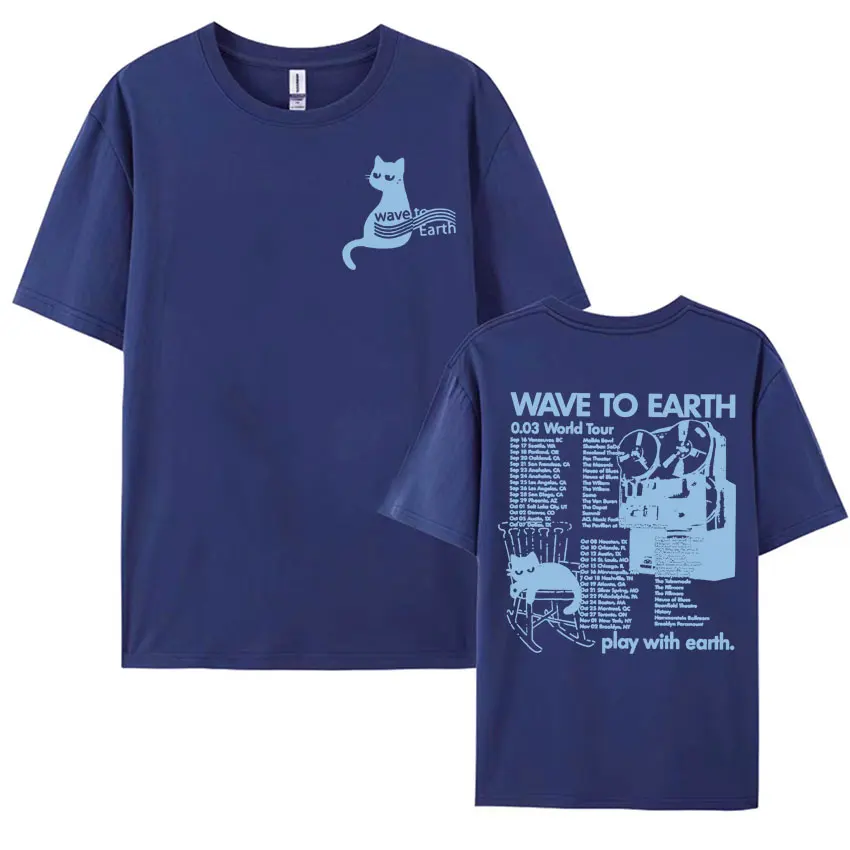 Wave To Earth Cat 0.03 World Tour New Album T Shirt Unisex Fashion Aesthetic Clothing T-shirts Men Vintage Casual Cotton T-shirt