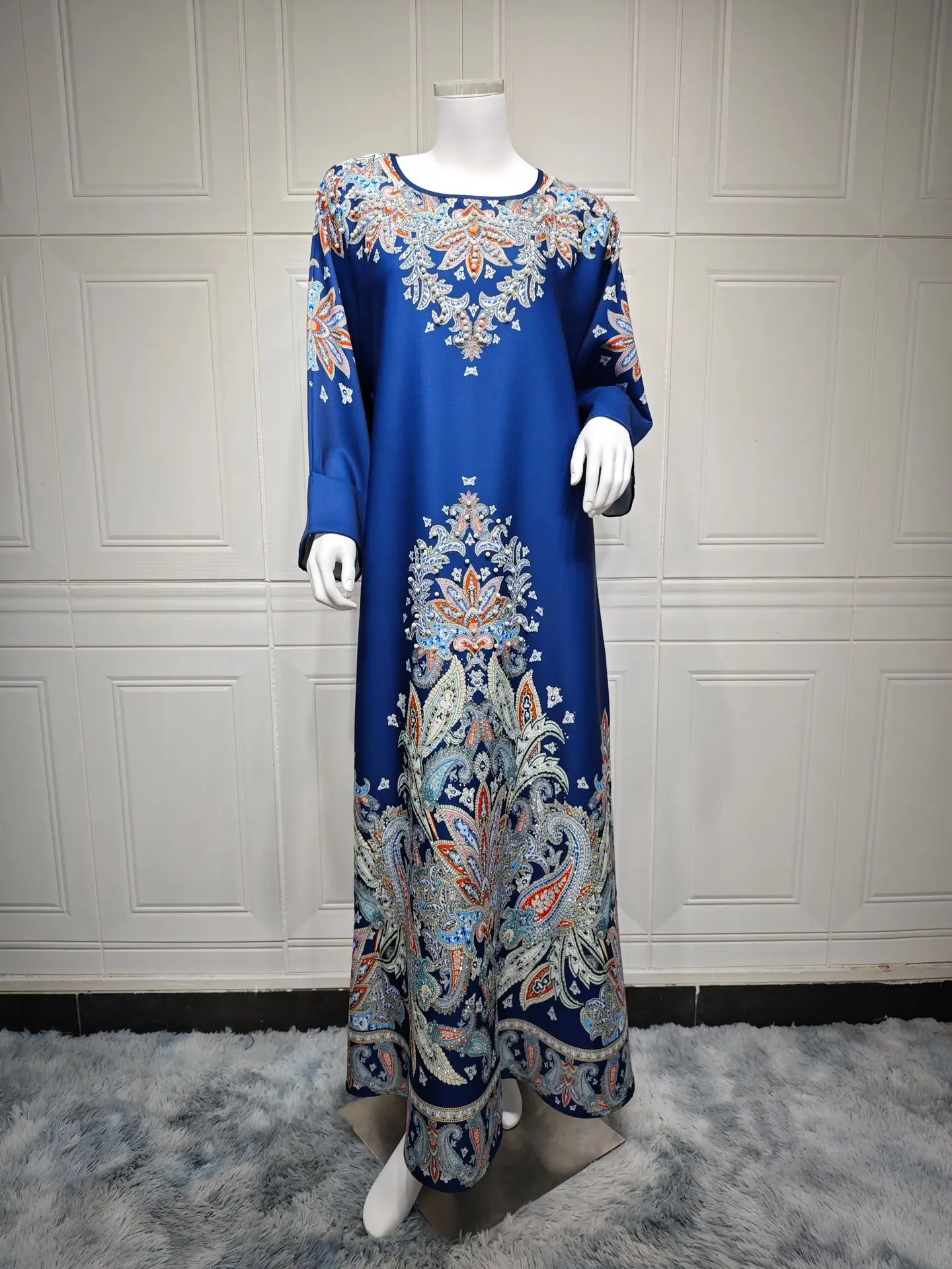 Abaya estampa muçulmana para Mulheres, Dubai vestido longo, Kaftan frisado, Vestido Turquia, Jalabiya do Golfo, Roupas Islã Árabe, Eid Mubarak Djellaba