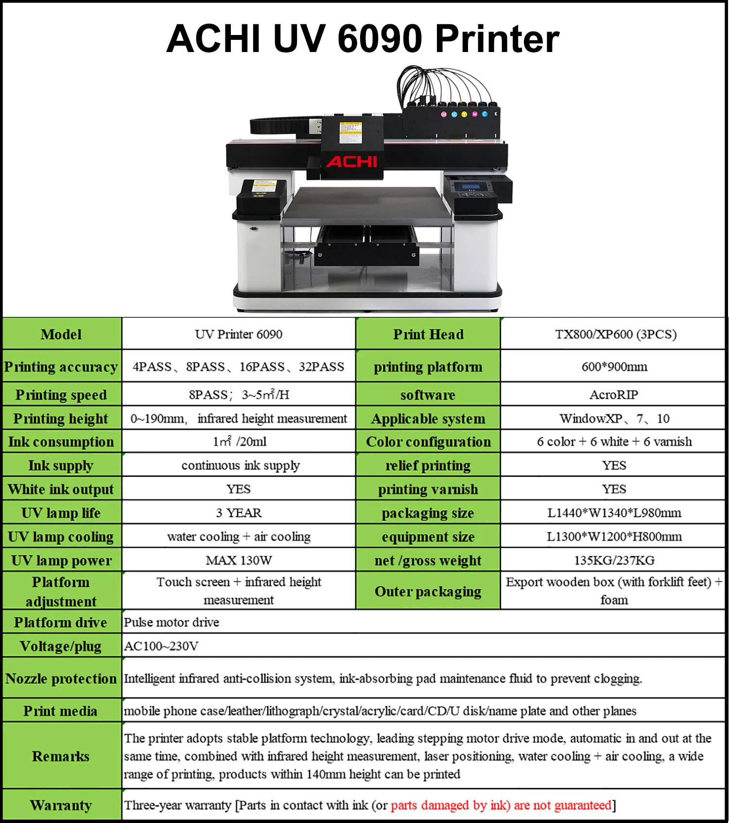 EPSON UV 6090 UV 프린터, 자동 평판 인쇄, 회전축, CMYKW, LC, LM, V, A1, 3PC, XP600