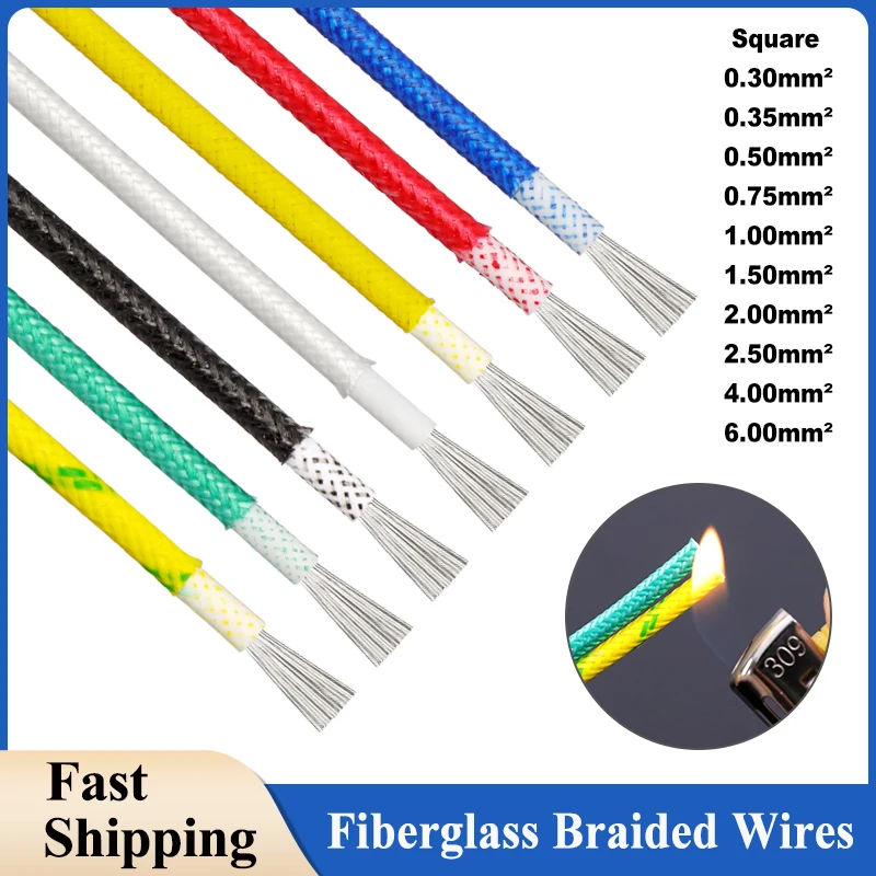 

1~10M Fiberglass Braided Cable High Temperature Resistant Rubber Insulation Warm Floor Heat Element Tinned Copper Electric Wire