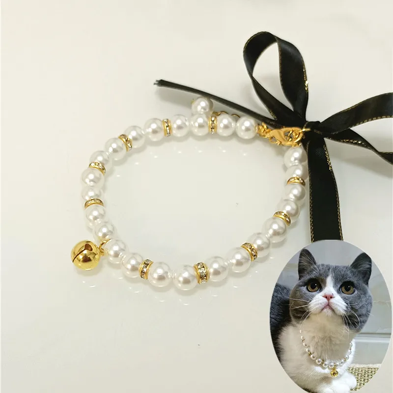 Haustier-Perlenhalsband mit Strass-Prinzessinnen-Anhänger, Glänzende Halskette für Hunde und Katzen, Schmuck-Dekorationen, Welpen-Geschirr-Zubehör, Haustierbedarf