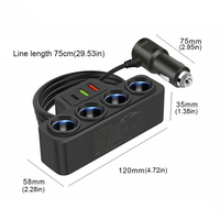 Car USB Charger QC3.0+PD 3.1A 3 USB Ports Car Cigarette Lighter Splitter 4-Socket 18W Car Cigarette Lighter Socket Splitter Plug
