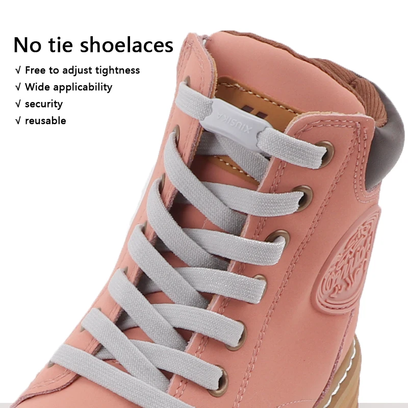 1Pair No Tie Shoelaces Colourful Elastic Laces Sneakers Adults Kids 8MM Wide Flats Boots Shoelace Without Ties Shoes Accesories