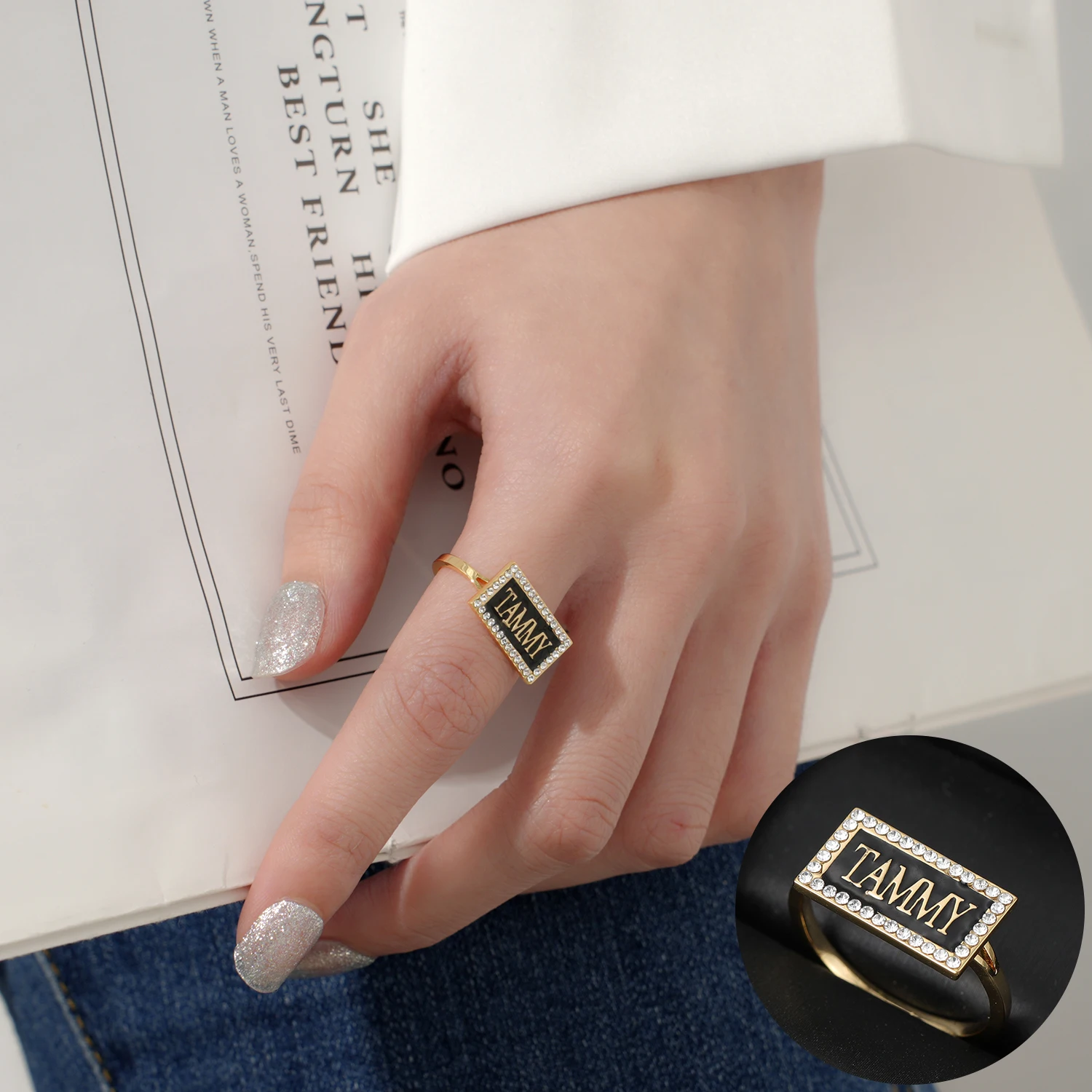 

Персонализированное кольцо из нержавеющей стали, индивидуальное имя, кольцо с позолотой 18 карат для мужчин и женщин, ювелирное кольцо, Рождественский подарок для семьи