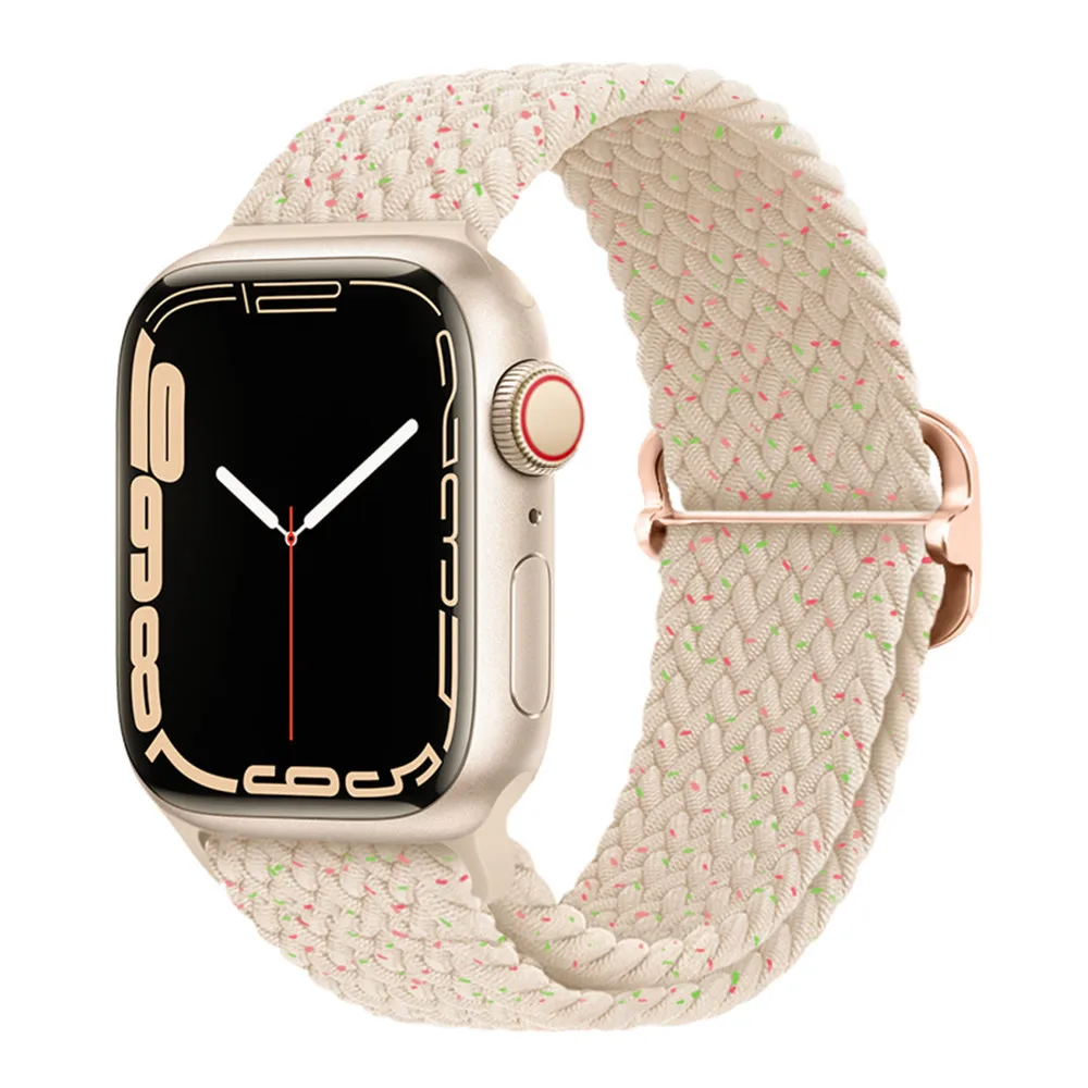 Correa de nailon trenzado para Apple Watch, pulsera de ajuste para iWatch 6, 5, 43, SE, 44mm, 40mm, 42mm, 9, 8, 7, 45mm, 41mm, Ultra 49mm