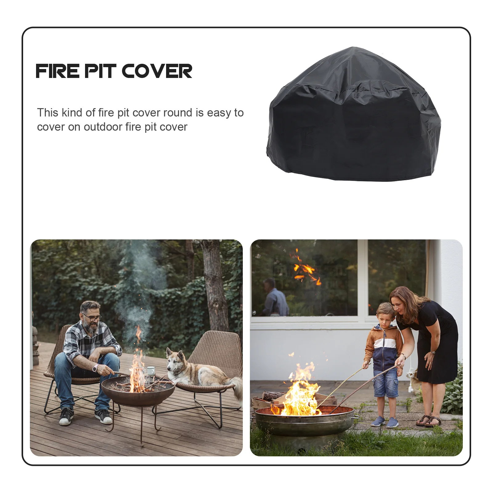 

Fire Pit Outdoor Stove Protector Waterproof Dust Snow Resistant Outdoor Stove Protector For Bbq Oven Patio Chiminea Cover Black