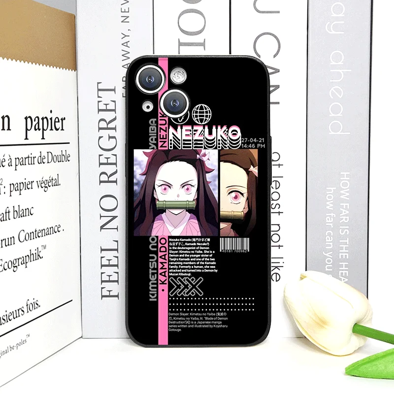 Custodia per telefono Cartoon Anime Demon S-Slayer per IPhone 16 12 11 14 13 15 Pro Max Mini X XS MAX XR SE2 7 8 14Plus Cover morbida in silicone