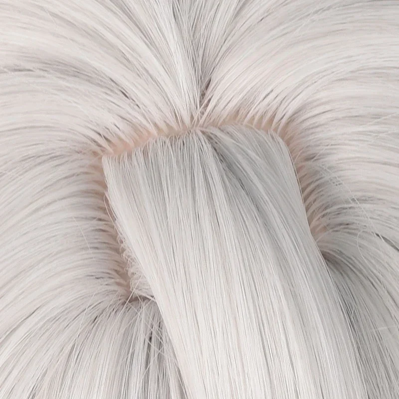 Identity V Ithaqua Parrucca Cosplay Orologio da notte 45 cm Pre intrecciato Capelli bianchi argento Anime Sintetici resistenti al calore Gioco di ruolo di Halloween