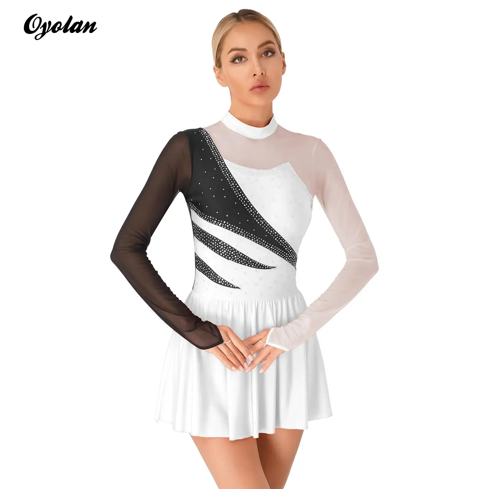 Womens Artistic Skating Dress Rhythm Gymnastics Figure Skating Skirts Ballet Lyrical Dance Performance Leotard Costume Dancewear