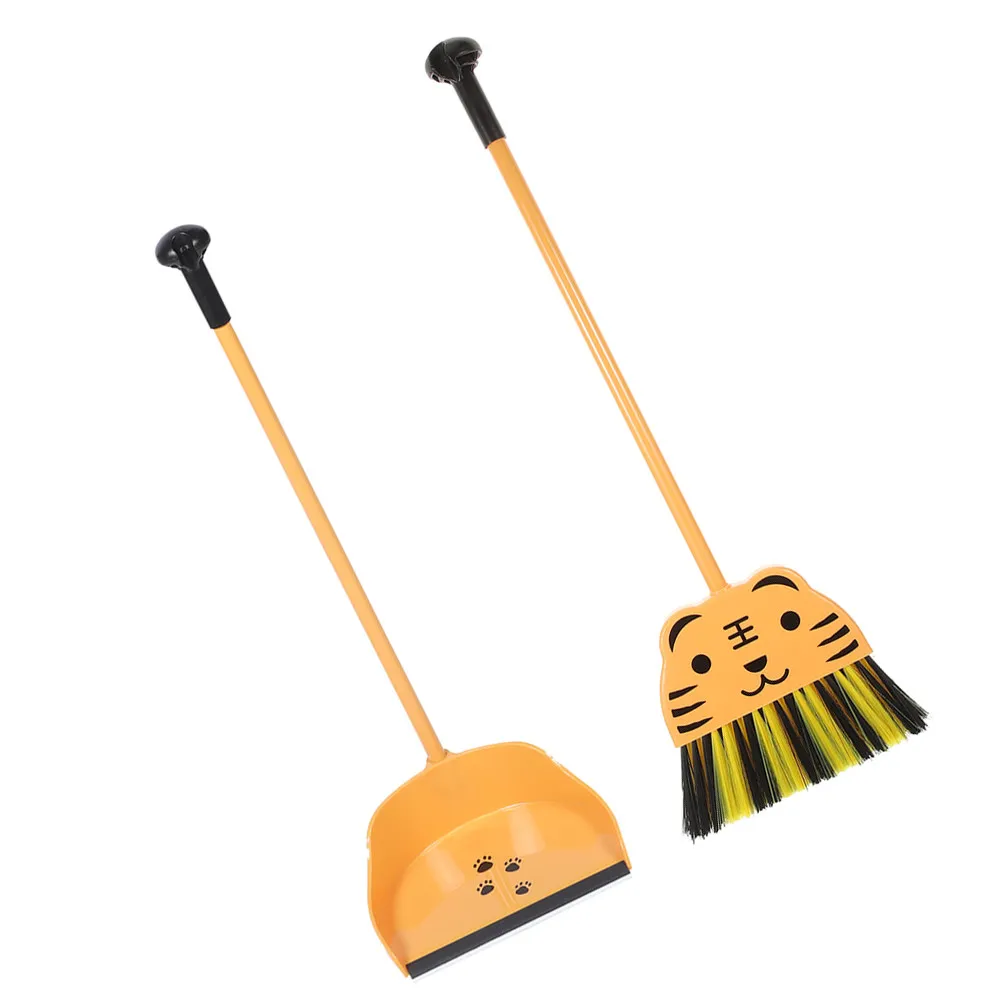 2pcs-children's-cleaning-set-mini-broom-dustpan-tiger-design-lightweight-compact-pretend-play-early-learning-kit