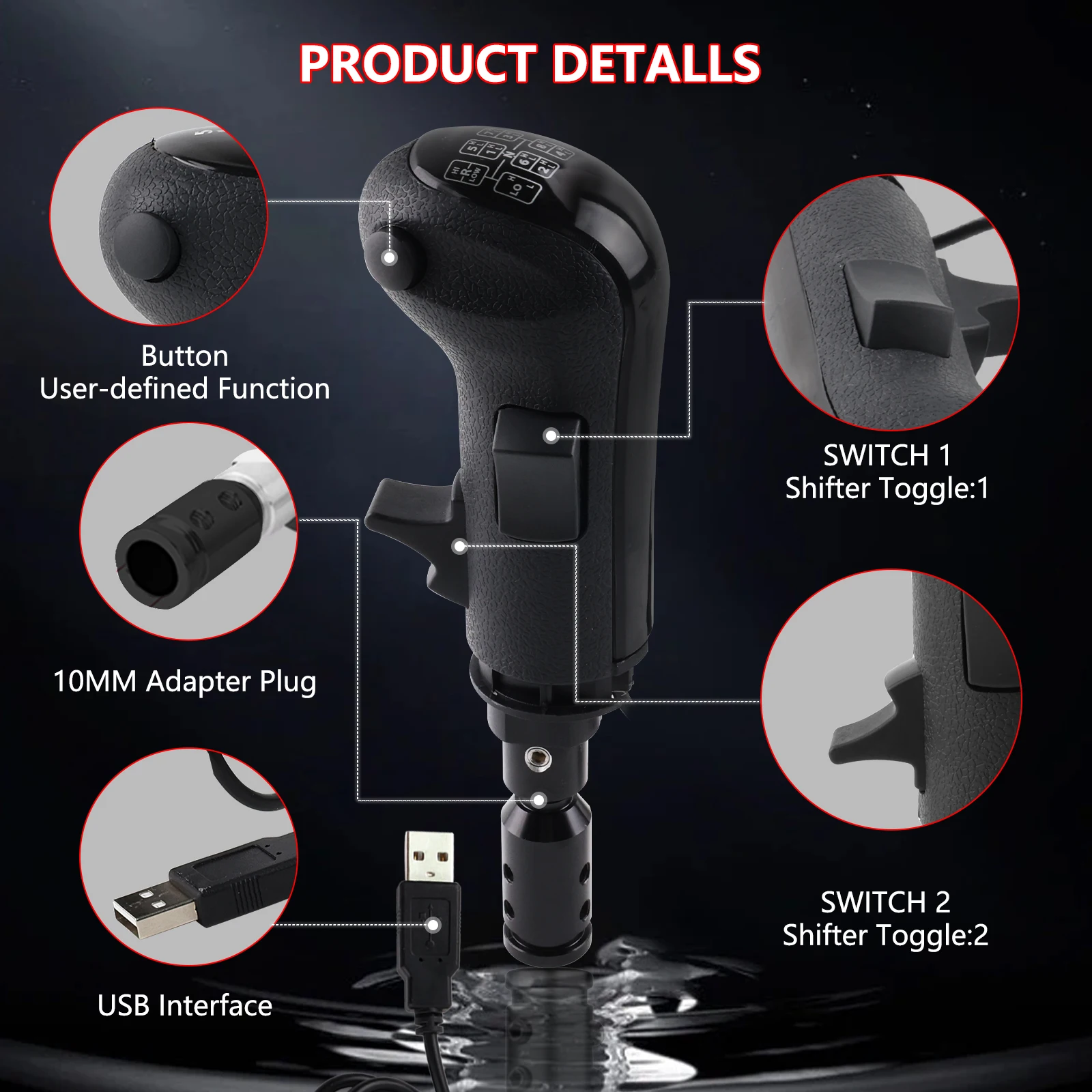 مقبض ناقل الحركة لشاحنة USB لـ Logitech G29 G27 G25 G920 والعتاد اليدوي/Thrustmaster TH8A والعتاد استخدام اليد اليسرى