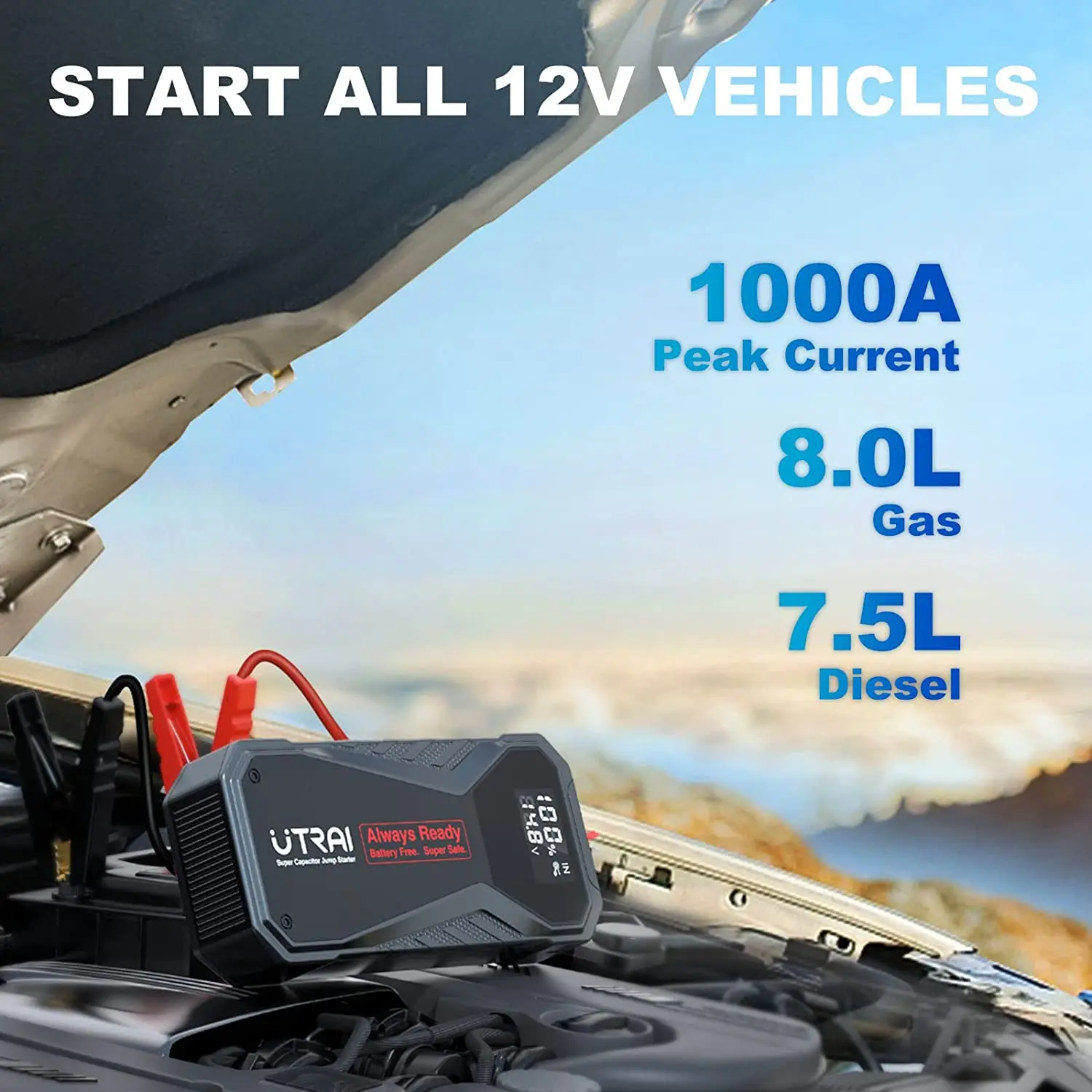 Utrai Super Capacitor Car Jump Starter Working Under -40 Degrees Auto Battery Booster with 1000A Peak Current Utrai Brand